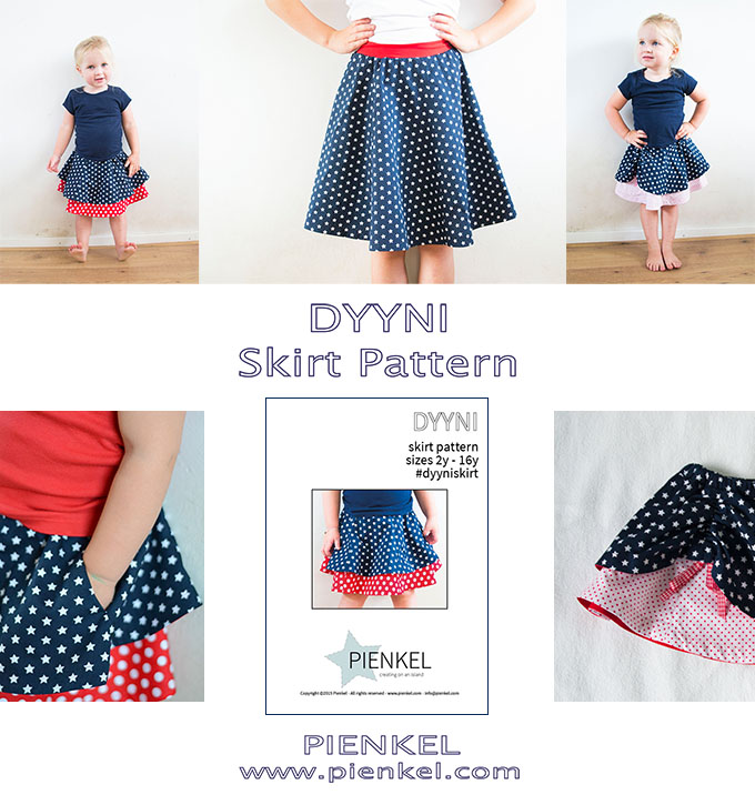 DYYNI skirt pattern in size 2y - 16y by Pienkel. Available as a pdf in English and Dutch. www.pienkel.com