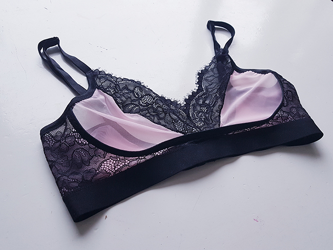 Epervier Bralette pink black - sewn by Pienkel